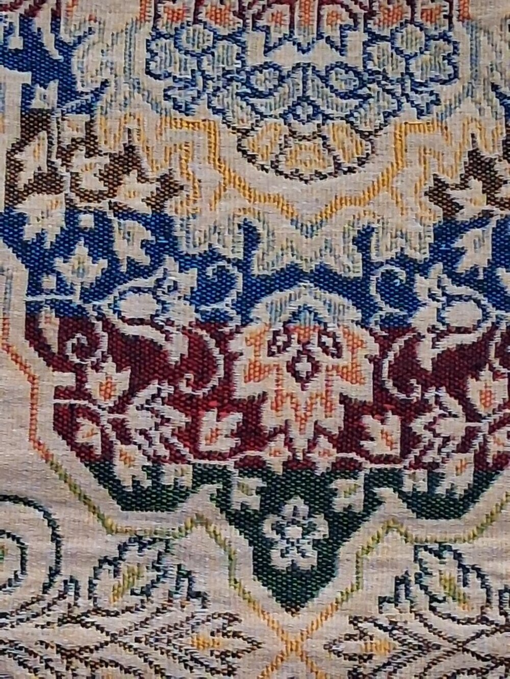 ✨Mid‑Century Italian Jacquard Bedspread 🌿 Horsemen Tapestry Luxe 94x78 - Picture 10 of 11